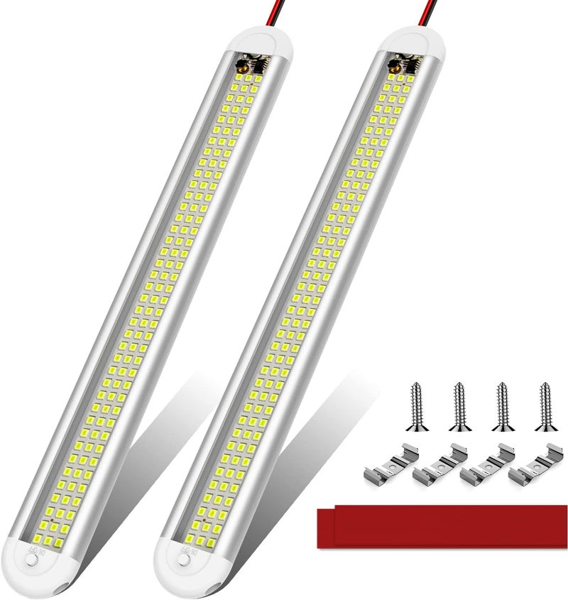 CT CAPETRONIX 12v LED Interior Light Bar， 120LEDs 1500LM 8W DC 12 Volt led Strip Lights with ON/Off Switch，for Enclosed Cargo Trailer, Car RV Van Truck Lorry Camper Boat Caravan Motorhome (2Pack) - Image 1